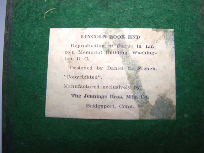 A nice pair of Antique Bookends circa 1935 depicting Lincoln 'Sitting in the Chair' at the Lincoln Memorial. — image 3